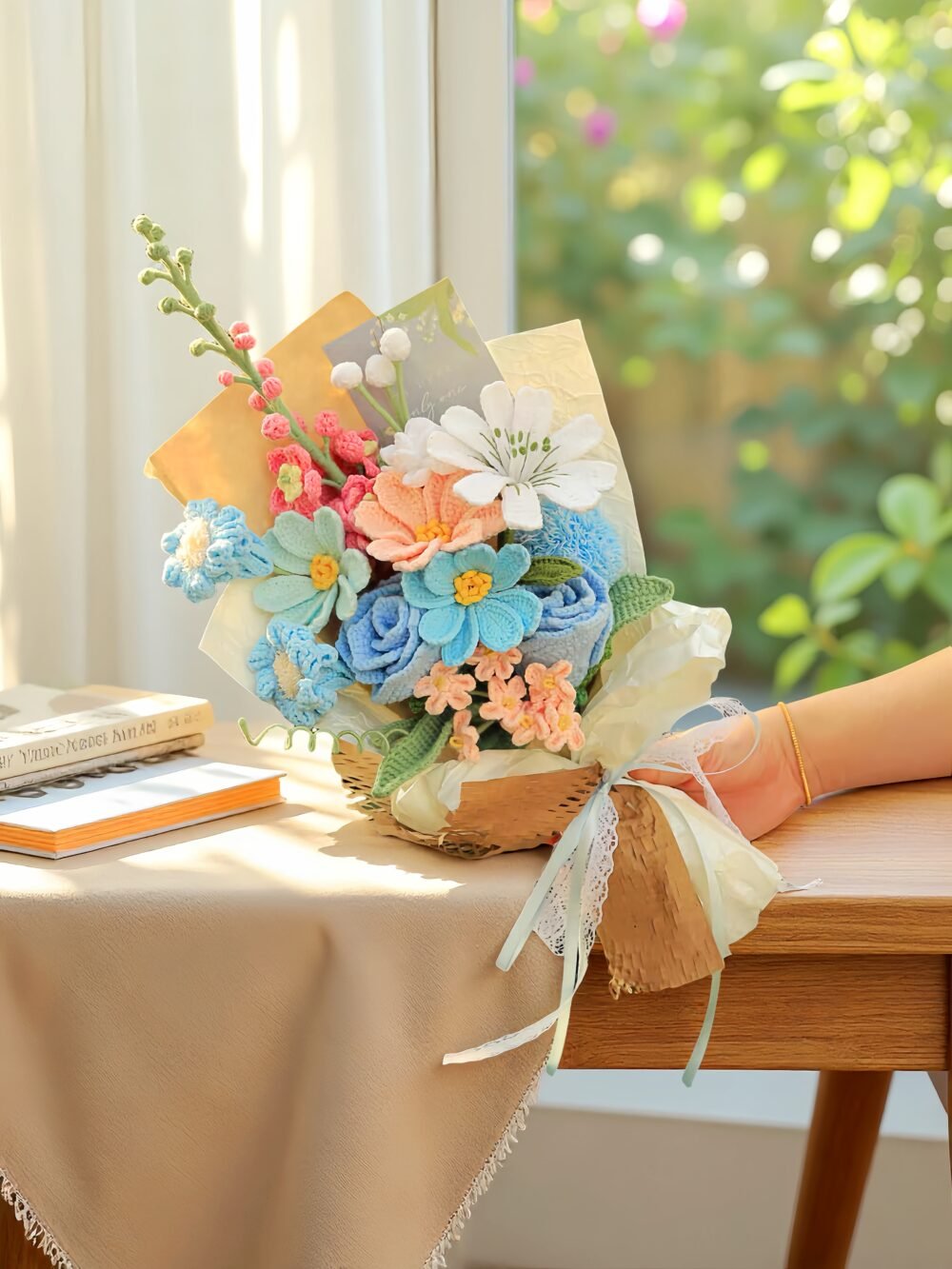 blue2 Crochet Delphinium Bouquet