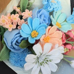 blue3 Crochet Delphinium Bouquet