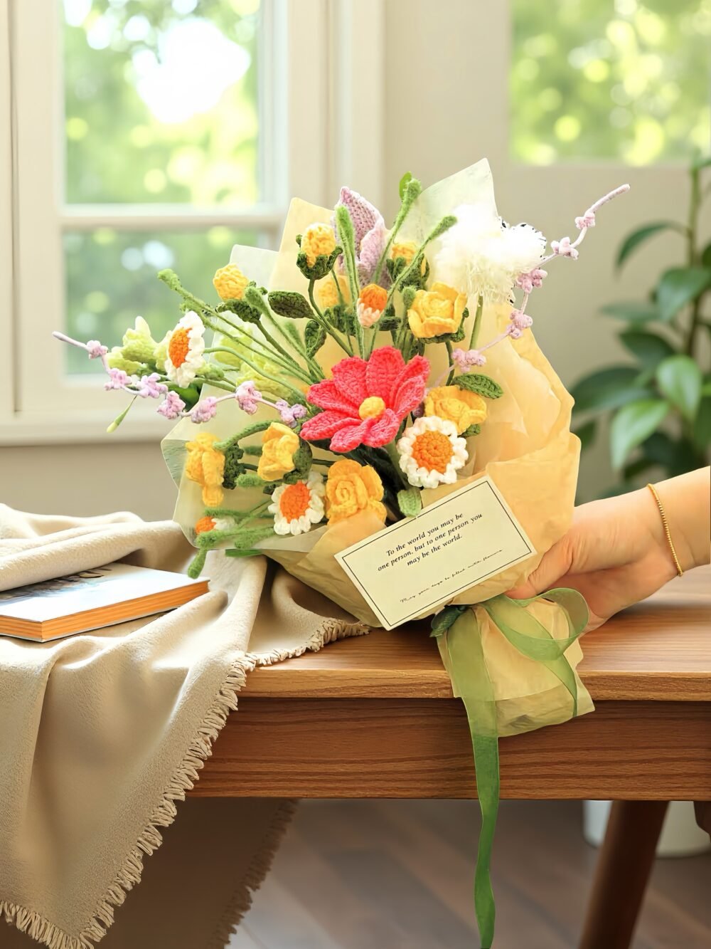 green2 Crochet Lily Daisy Bouquet