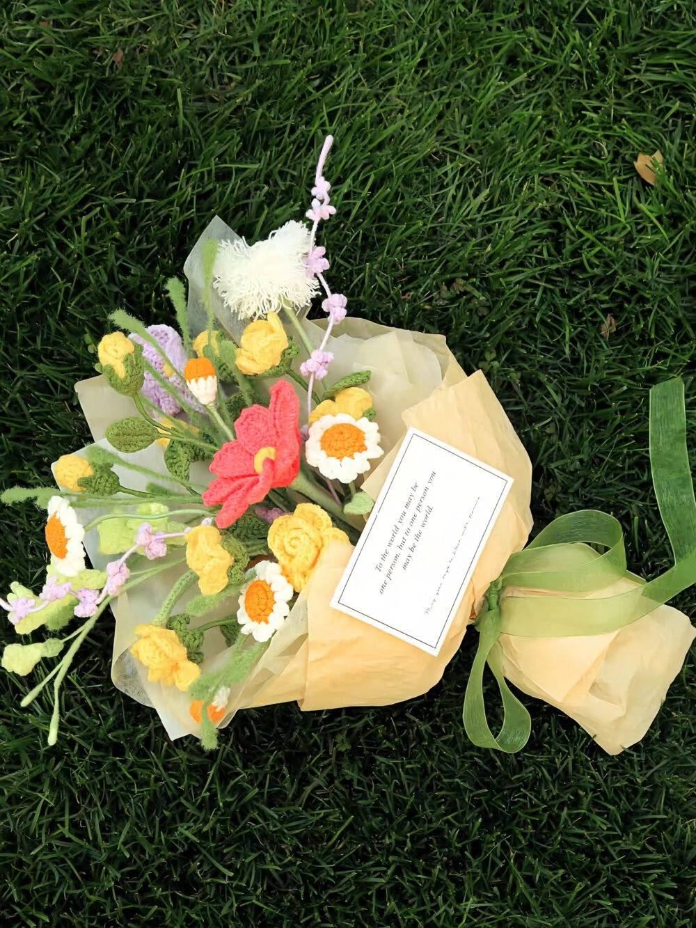 green3 Crochet Lily Daisy Bouquet