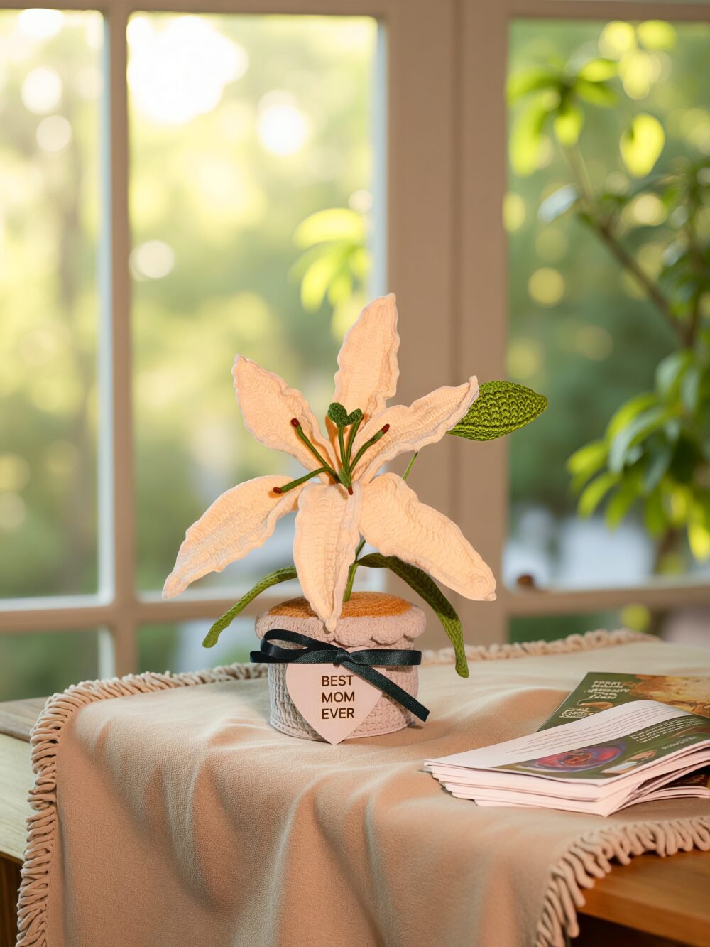 lily3 Custom Wood Sign Crochet Sunflower