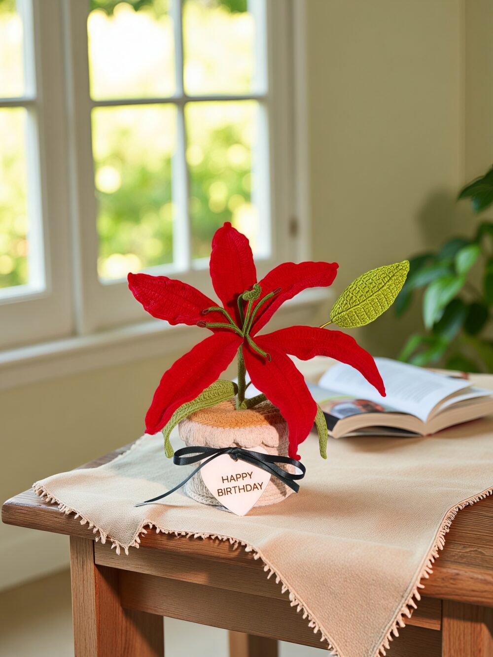 lily4 Custom Wood Sign Crochet Sunflower