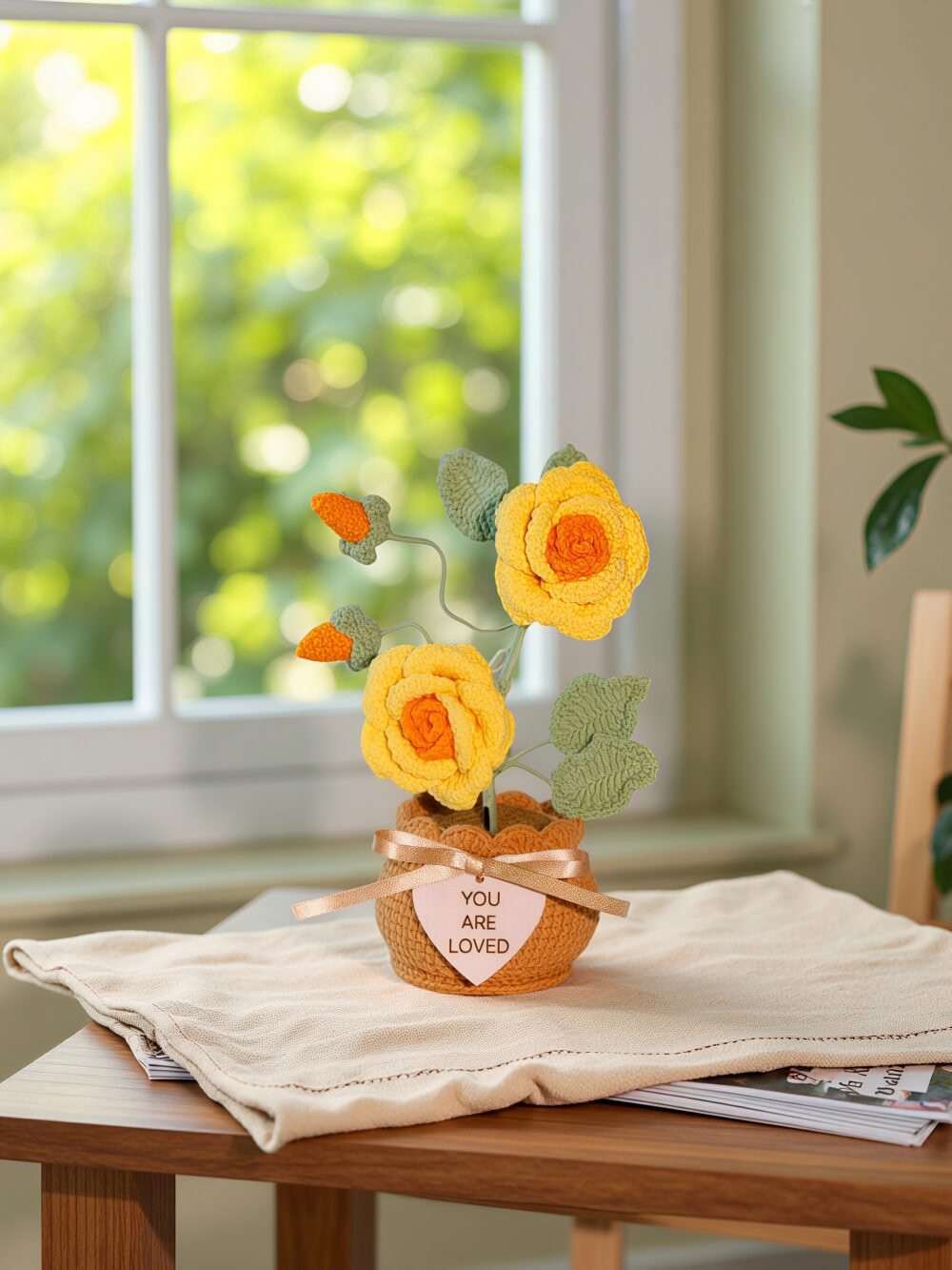 rose2 Custom Wood Sign Crochet Rose