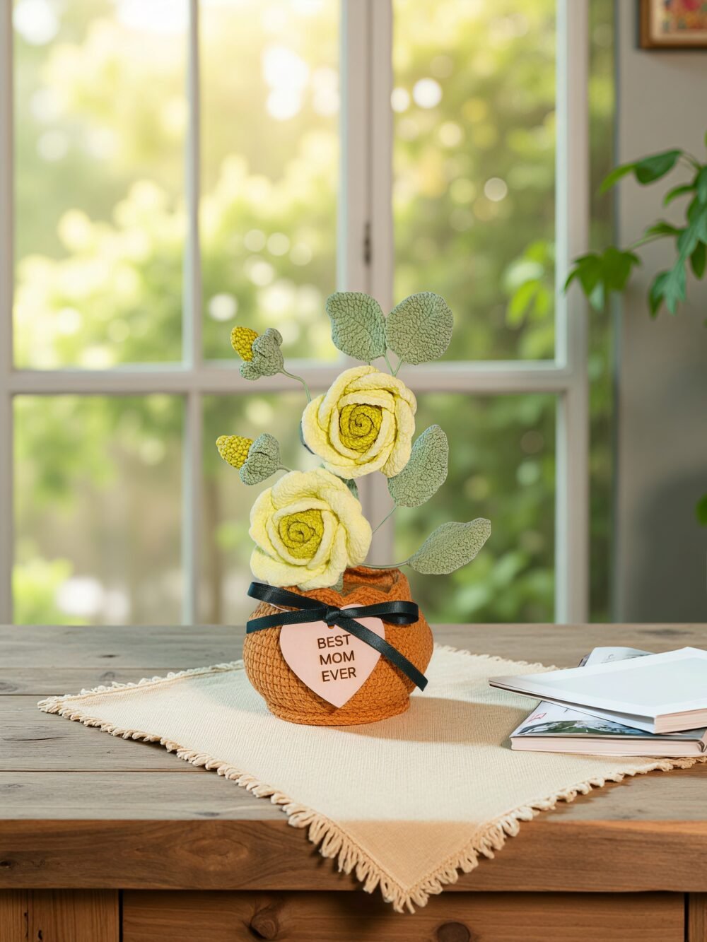 rose3 Custom Wood Sign Crochet Rose