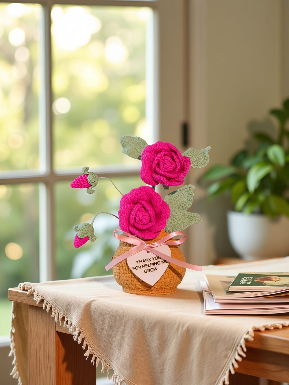 rose4 Custom Wood Sign Crochet Rose