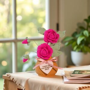 rose4 Custom Wood Sign Crochet Rose