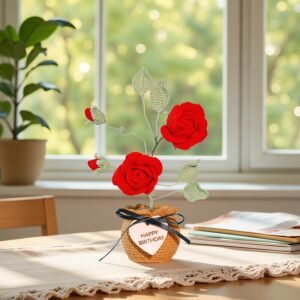 rose5 Custom Wood Sign Crochet Rose