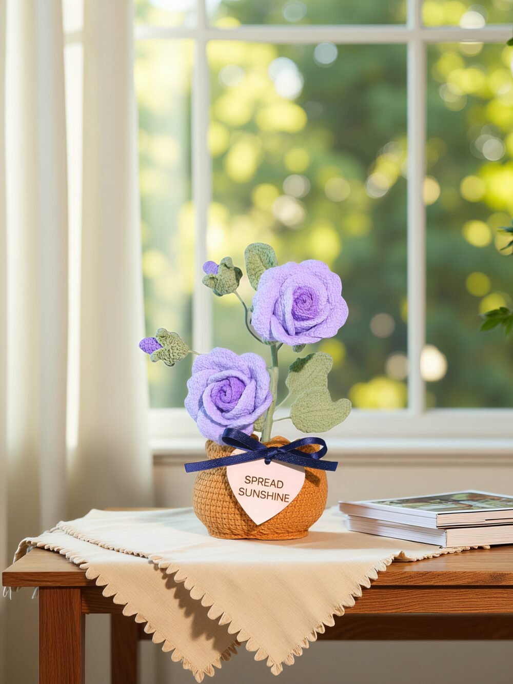 rose6 Custom Wood Sign Crochet Rose