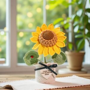 Custom Wood Sign Crochet Sunflower