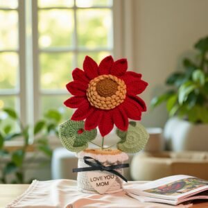 Custom Wood Sign Crochet Sunflower