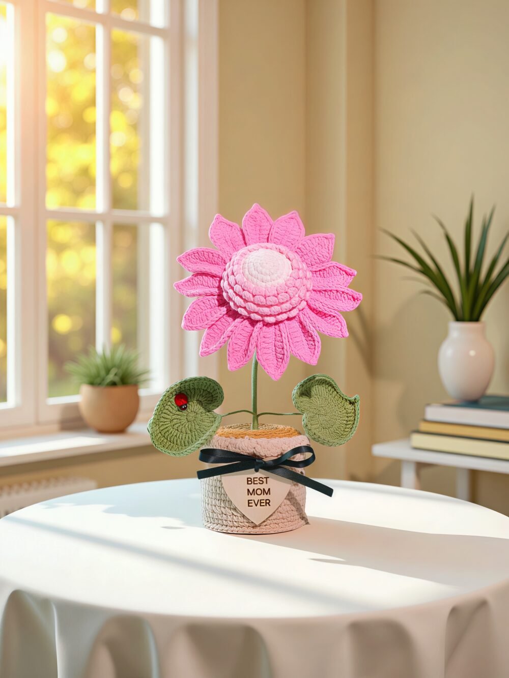 Custom Wood Sign Crochet Sunflower