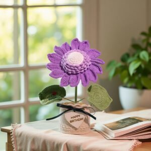 Custom Wood Sign Crochet Sunflower