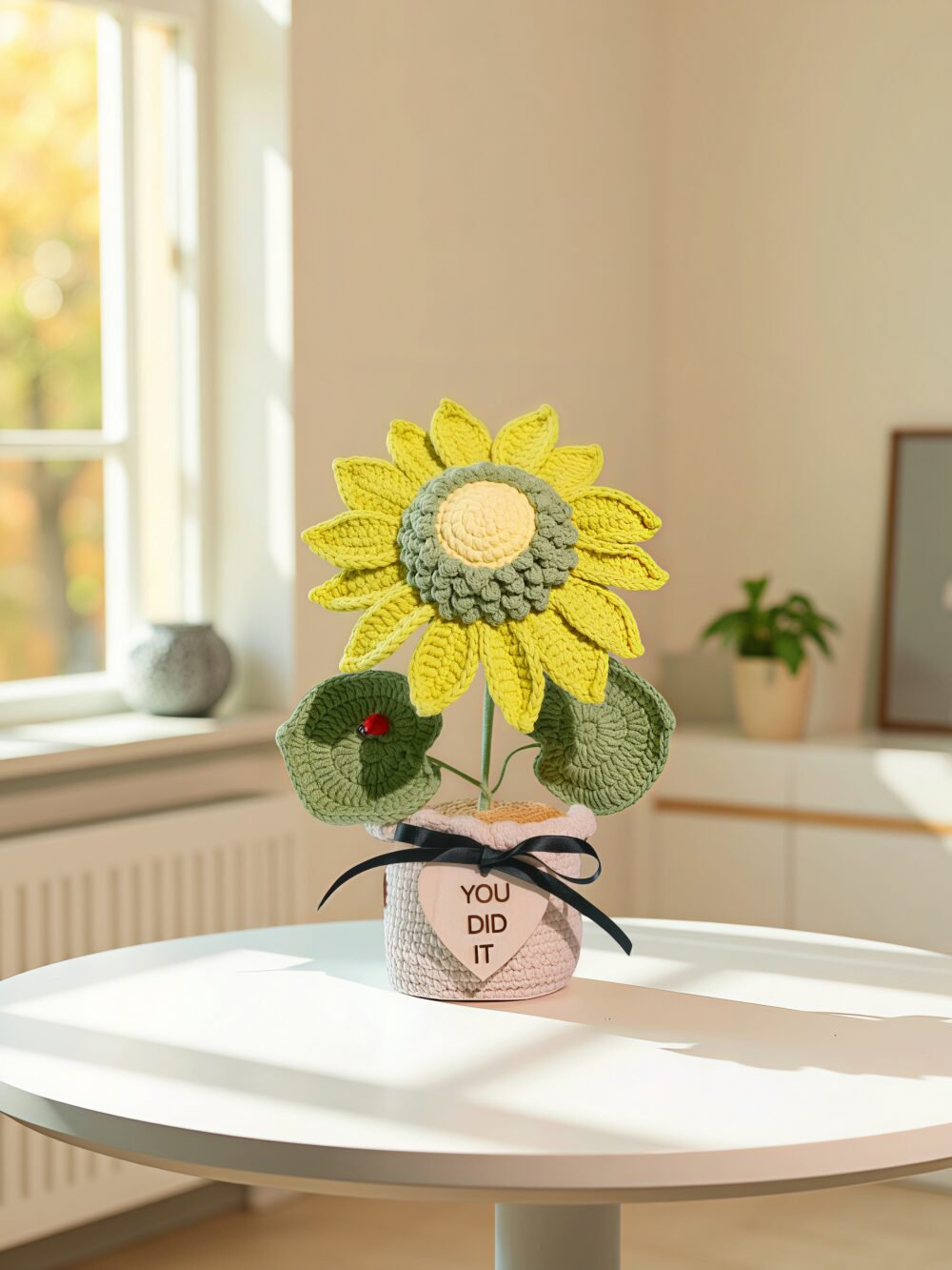 Custom Wood Sign Crochet Sunflower