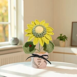 Custom Wood Sign Crochet Sunflower