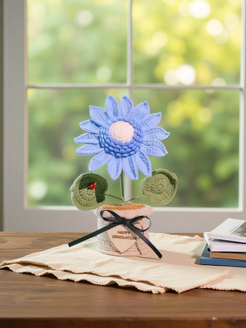 Custom Wood Sign Crochet Sunflower